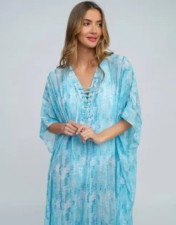 Marina Maxi Kaftan - Blue -Fashionable Swimwear Store Marina Maxi Coverup Blue 1