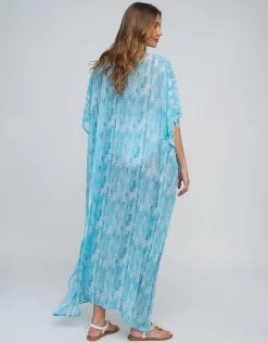 Marina Maxi Kaftan - Blue -Fashionable Swimwear Store Marina Maxi Coverup Blue 4