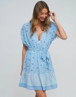 Maya Mini Dress - Blue And White