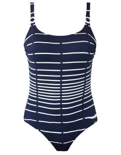 Capri Detail Tank One Piece - Navy Stripe -Fashionable Swimwear Store NF Capri OP Prod