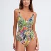 Palm Wrap Front Swimsuit - Multi -Fashionable Swimwear Store Palm1619