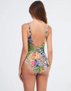 Palm Wrap Front Swimsuit - Multi -Fashionable Swimwear Store Palm1629