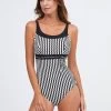 Portofino High Neck Swimsuit - Black And White -Fashionable Swimwear Store Portofino0562