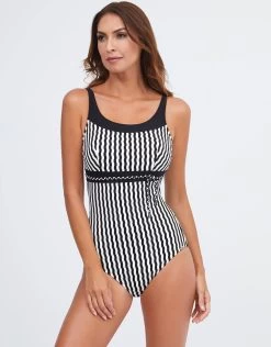 Portofino High Neck Swimsuit - Black And White