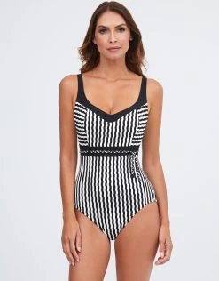 Portofino Underwired Swimsuit - Black And White