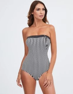 Portofino Bandeau Swimsuit - Black And White