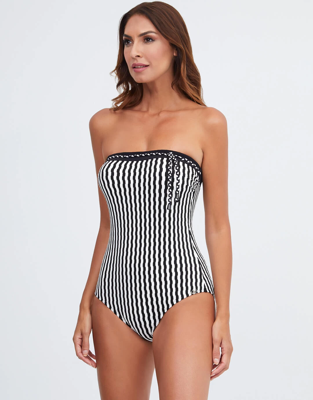 Portofino Bandeau Swimsuit - Black And White 4 Portofino Bandeau Swimsuit - Black And White - Image 2