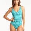 Capri Cross Front Multi-Fit Swimsuit - Aqua -Fashionable Swimwear Store S37 SL1205CP Cross front multifit one piece Aqua 22299 Bond Eye Sealevel D2 1301 FLC
