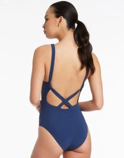 Jetset High Neck Swimsuit - Pacific Blue -Fashionable Swimwear Store S65 J10765PacificBlu 21638 JETS D3 0231
