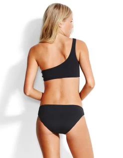 Seafolly Active One Shoulder Bandeau Bikini Top - Black -Fashionable Swimwear Store SF Active ONE SHOULDER BIKINI Black BACK