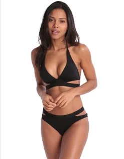 Seafolly Active Halter Bikini Top - Black -Fashionable Swimwear Store SF Active SPLITBIKINI Blk ALT