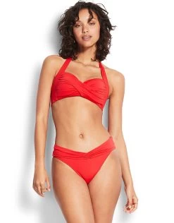Seafolly Collective Twist Soft Cup Halter Bikini Top - Chilli Red -Fashionable Swimwear Store SF Seafolly CHILLI TSCH Front 953130a5 e2c2 4f3b bcdd 5c8d9e0f2fbc