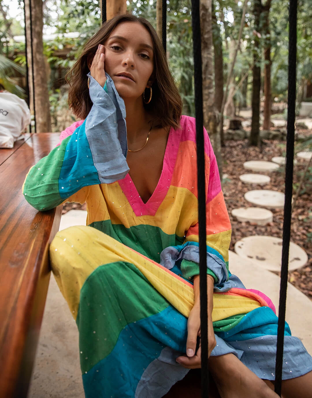 Sequin Rainbow Kaftan - Brights 6 Sequin Rainbow Kaftan - Brights - Image 4