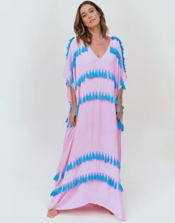 Silky Tassel Kaftan - Candy Pink