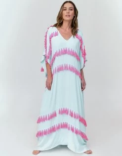 Silky Tassel Kaftan - Sky Blue