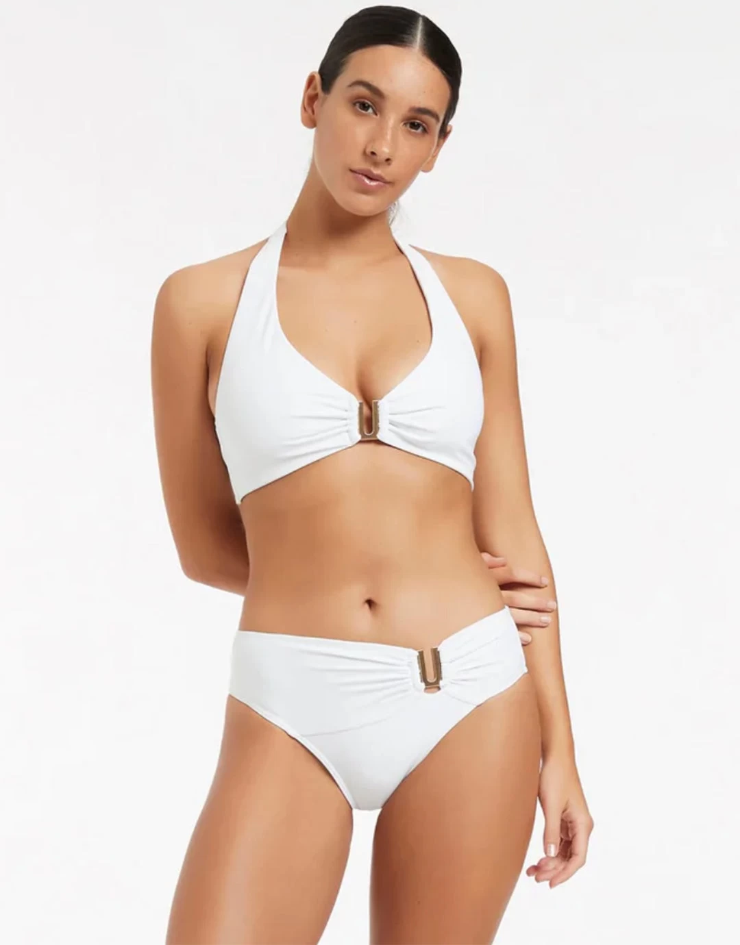 Jetset D DD U Trim Halter Bikini Top - White 4 Jetset D DD U Trim Halter Bikini Top - White - Image 2