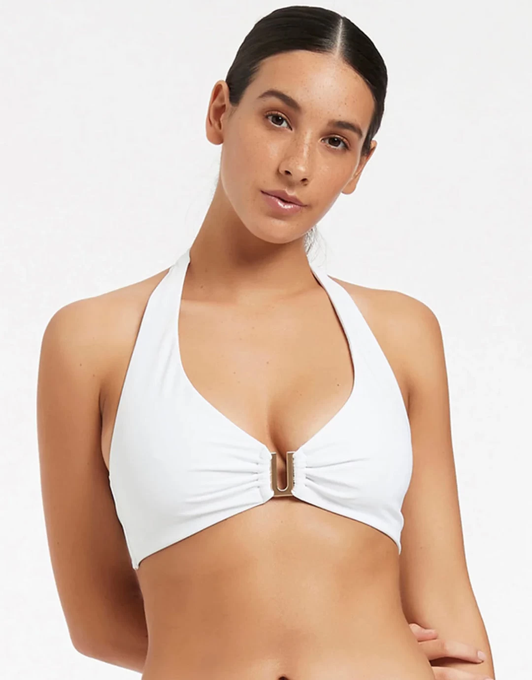 Jetset D DD U Trim Halter Bikini Top - White 3 Jetset D DD U Trim Halter Bikini Top - White