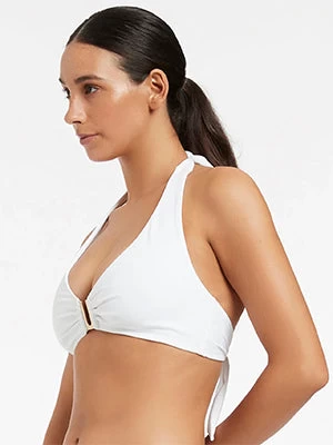 Jetset D DD U Trim Halter Bikini Top - White 5 Jetset D DD U Trim Halter Bikini Top - White - Image 3