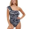 Profile Soiree One Shoulder Swimsuit - Black/White