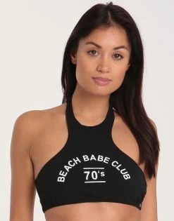 Beachbabe Skate High Neck Crop Top - Black