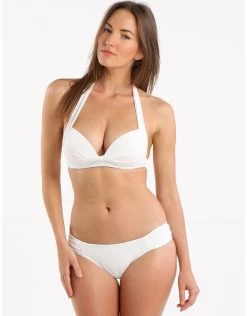 Jetset Gathered Side Bikini Bottom - White -Fashionable Swimwear Store jets intuition gathered hipster pant white 3