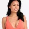 Jetset Plunge Longline Triangle Top - Coral -Fashionable Swimwear Store jets jetset plunge longline triangle top coral