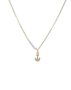 Set Sail Anchor Necklace - White