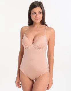 Pretty Wild Padded Plunge Swimsuit - Rose Gold