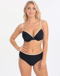Plain Sailing Padded Plunge Bikini Top - Navy -Fashionable Swimwear Store lepel plain sailing padded plunge bikini top navy 4