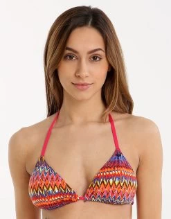 Rainbow Beach Tri Bikini Top - Pink Print