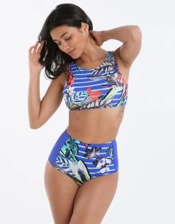 Eden Panelled 50s Pant - Stripe -Fashionable Swimwear Store moontide eden panelled 50s pant stripe 4