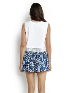 Seafolly Lace Hem Cropped Tank - White -Fashionable Swimwear Store seafolly lace hem cropped tank white 3